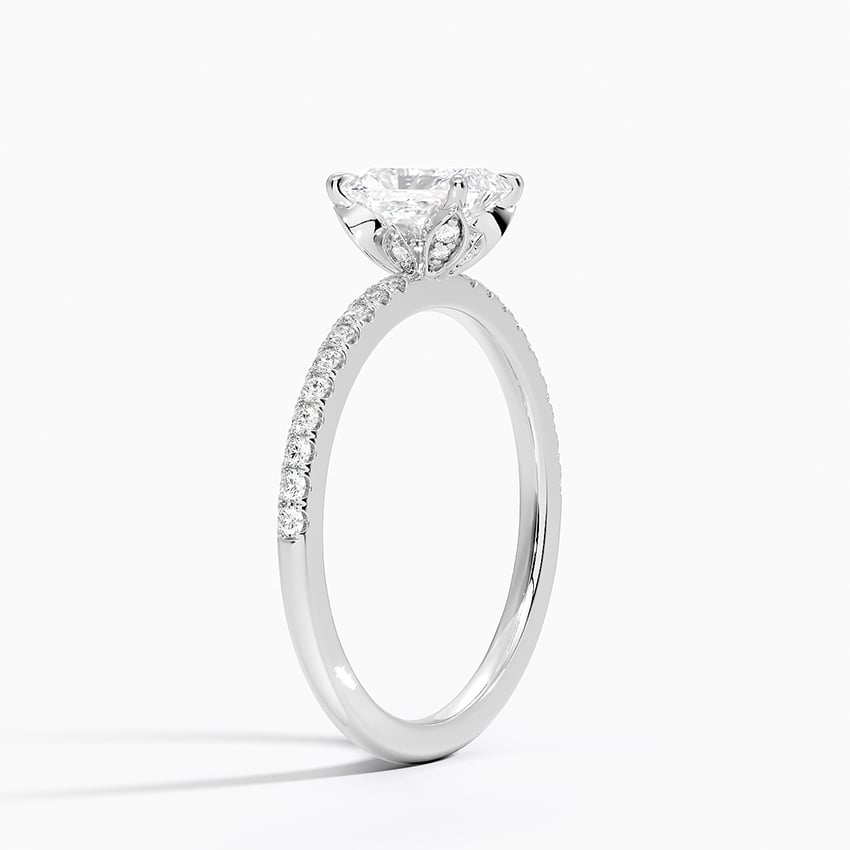 Luxe Petal Diamond Ring Platinum Radiant Engagement Ring