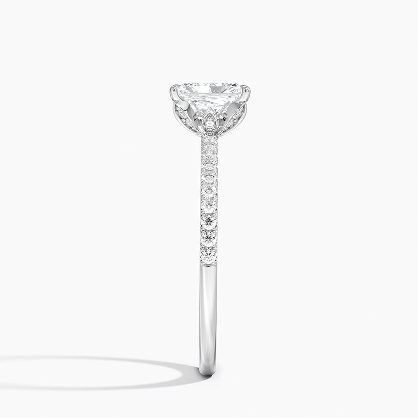Luxe Petal Diamond Ring Platinum Radiant Engagement Ring