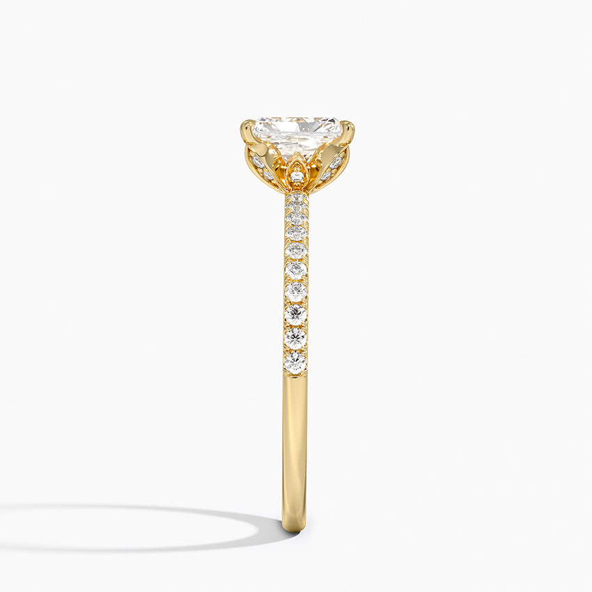Luxe Petal Diamond Ring Yellow Gold 18k Radiant Engagement Ring