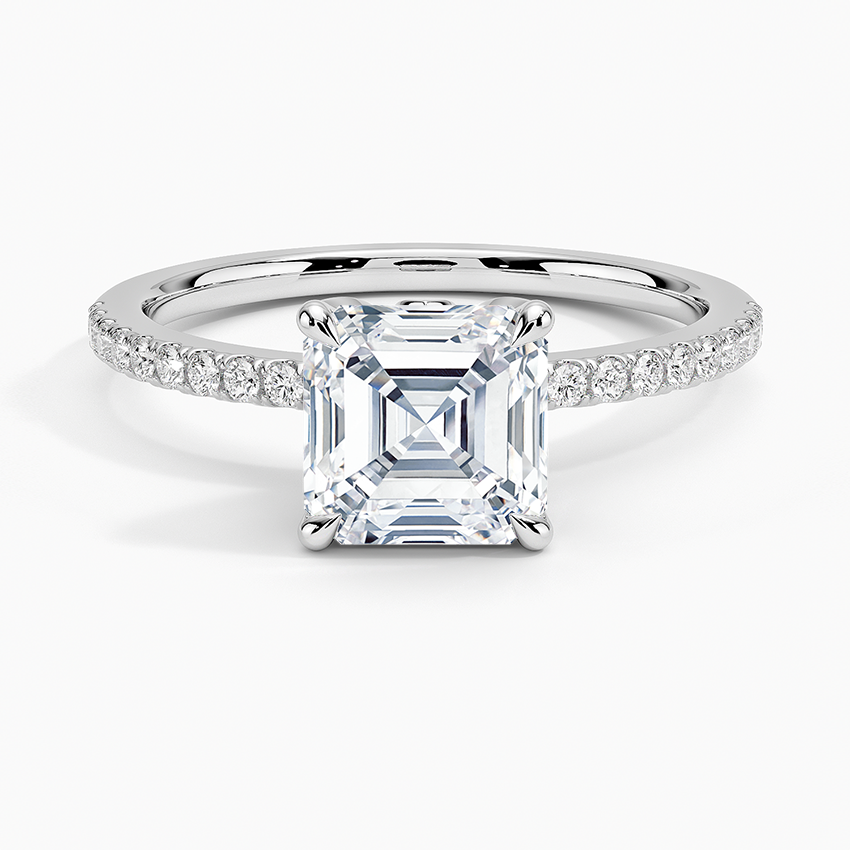 Luxe Petal Diamond Ring Platinum Asscher Engagement Ring