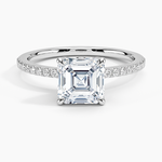 Luxe Petal Diamond Ring Platinum Asscher Engagement Ring