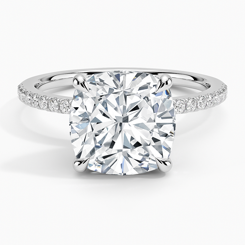Luxe Petal Diamond Ring Platinum Cushion Engagement Ring