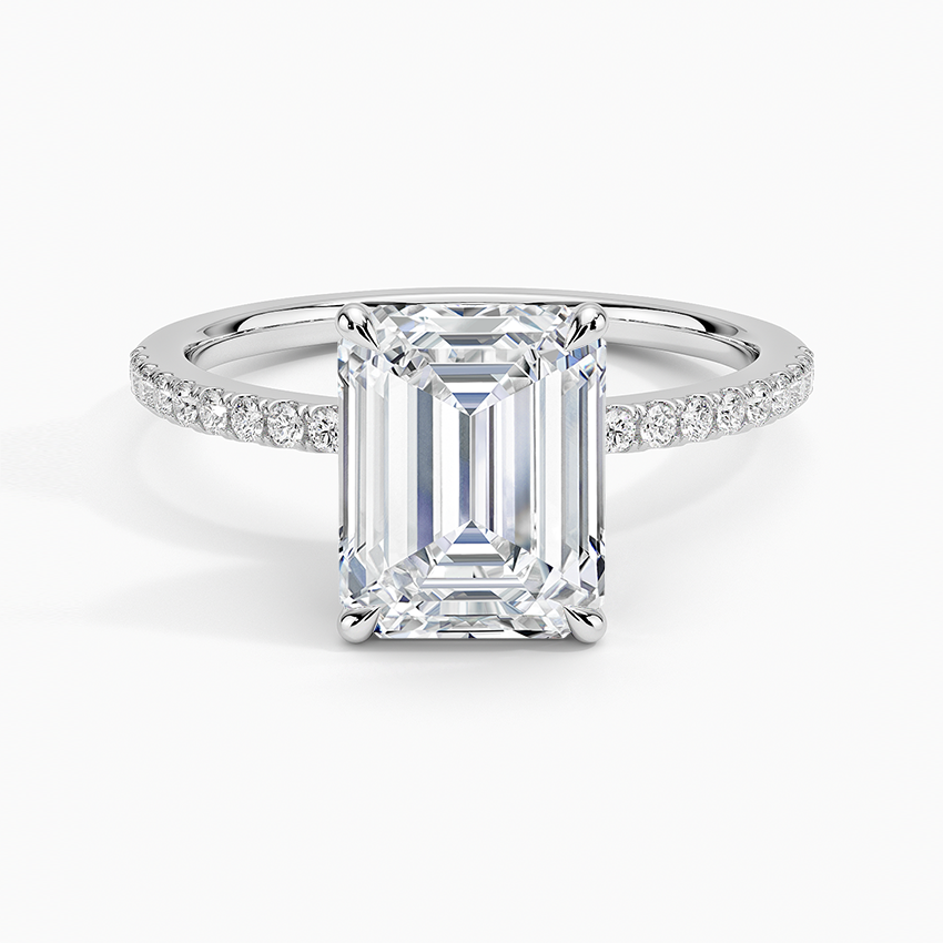Luxe Petal Diamond Ring Platinum Emerald Engagement Ring