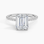 Luxe Petal Diamond Ring Platinum Emerald Engagement Ring