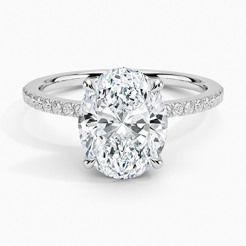 Luxe Petal Diamond Ring Platinum Oval Engagement Ring