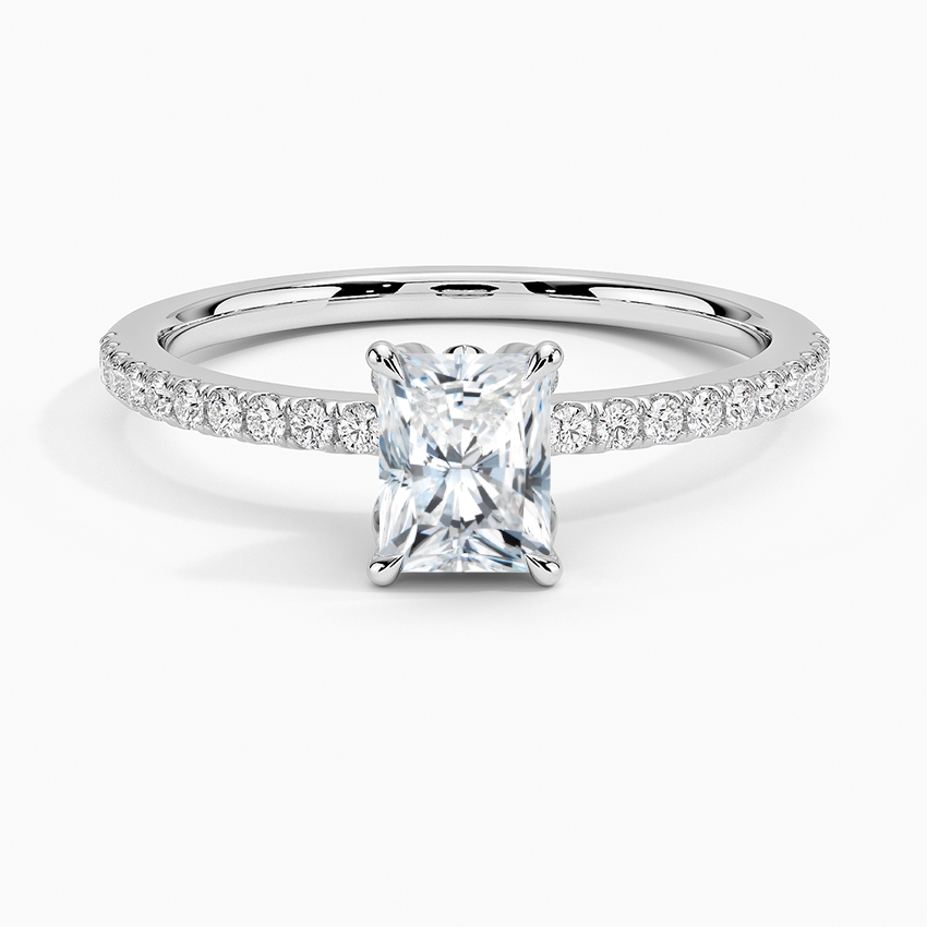 Luxe Petal Diamond Ring Platinum Radiant Engagement Ring