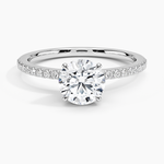 Luxe Petal Diamond Ring Platinum Round Engagement Ring