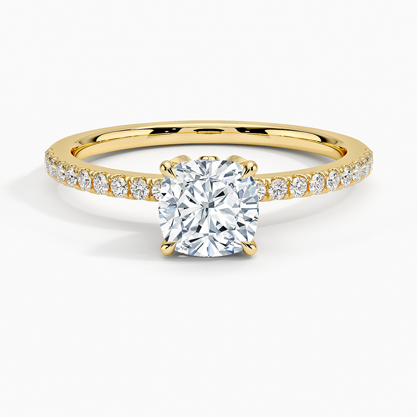 Luxe Petal Diamond Ring Yellow Gold 18k Cushion Engagement Ring