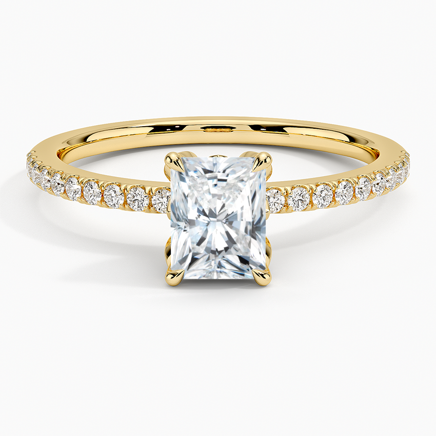 Luxe Petal Diamond Ring Yellow Gold 18k Radiant Engagement Ring