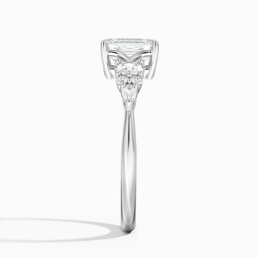 Nadia Three Stone Diamond Ring Platinum Emerald Engagement Ring