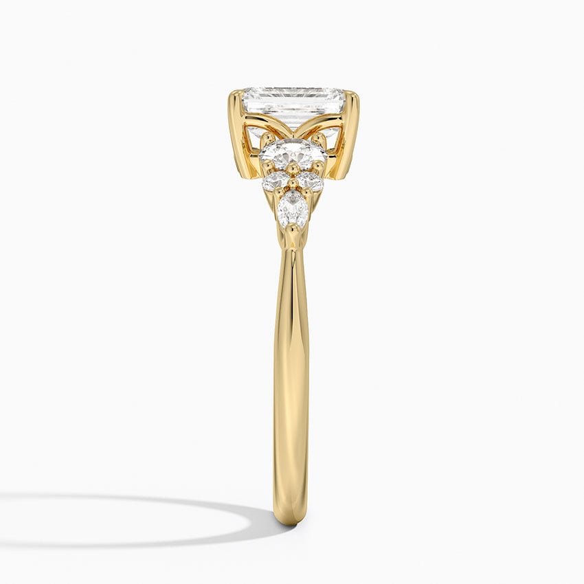 Nadia Three Stone Diamond Ring Yellow Gold 18k Emerald Engagement Ring