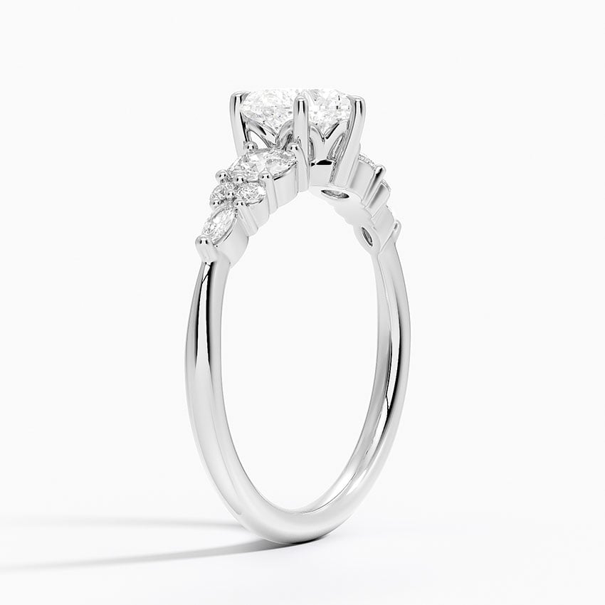 Nadia Three Stone Diamond Ring Platinum Heart Engagement Ring