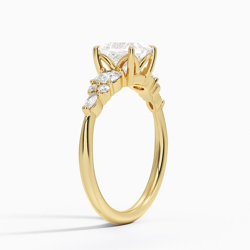 Nadia Three Stone Diamond Ring Yellow Gold 18k Princess Engagement Ring