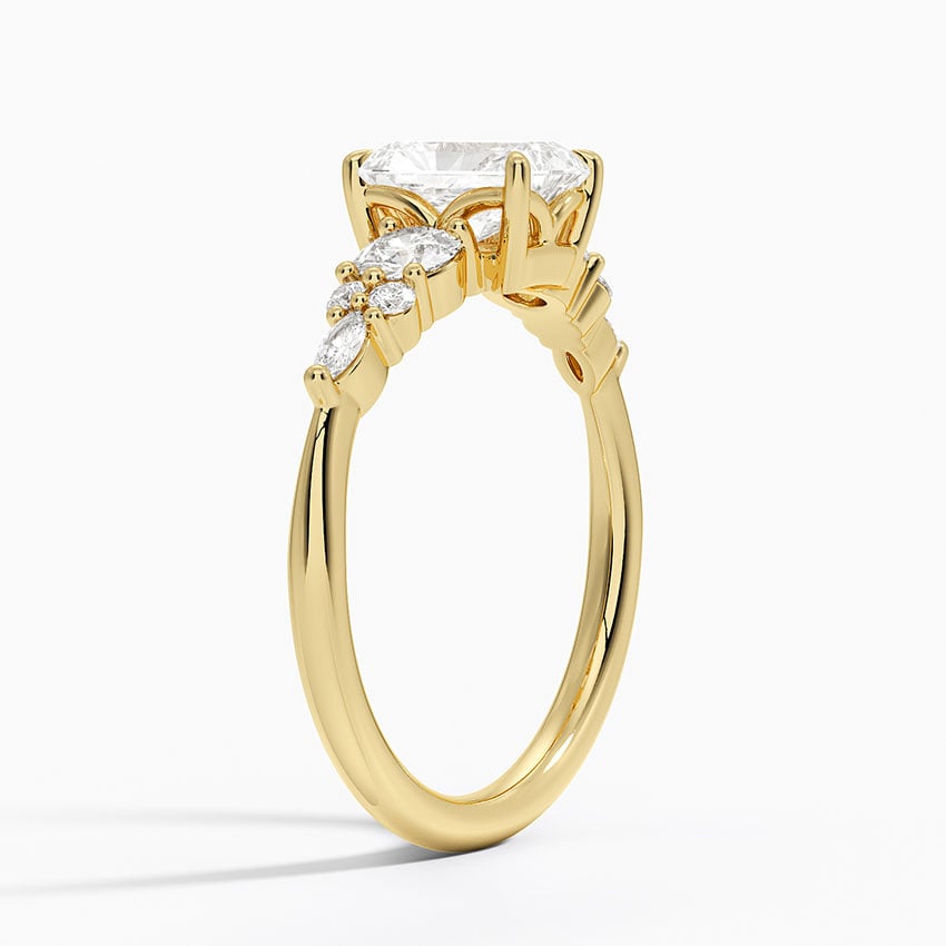 Nadia Three Stone Diamond Ring Yellow Gold 18k Radiant Engagement Ring