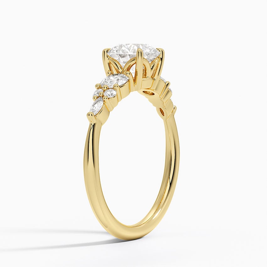 Nadia Three Stone Diamond Ring Yellow Gold 18k Round Engagement Ring