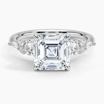 Nadia Three Stone Diamond Ring Platinum Asscher Engagement Ring