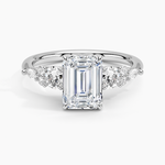 Nadia Three Stone Diamond Ring Platinum Emerald Engagement Ring