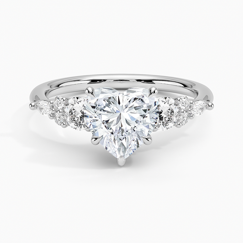 Nadia Three Stone Diamond Ring Platinum Heart Engagement Ring
