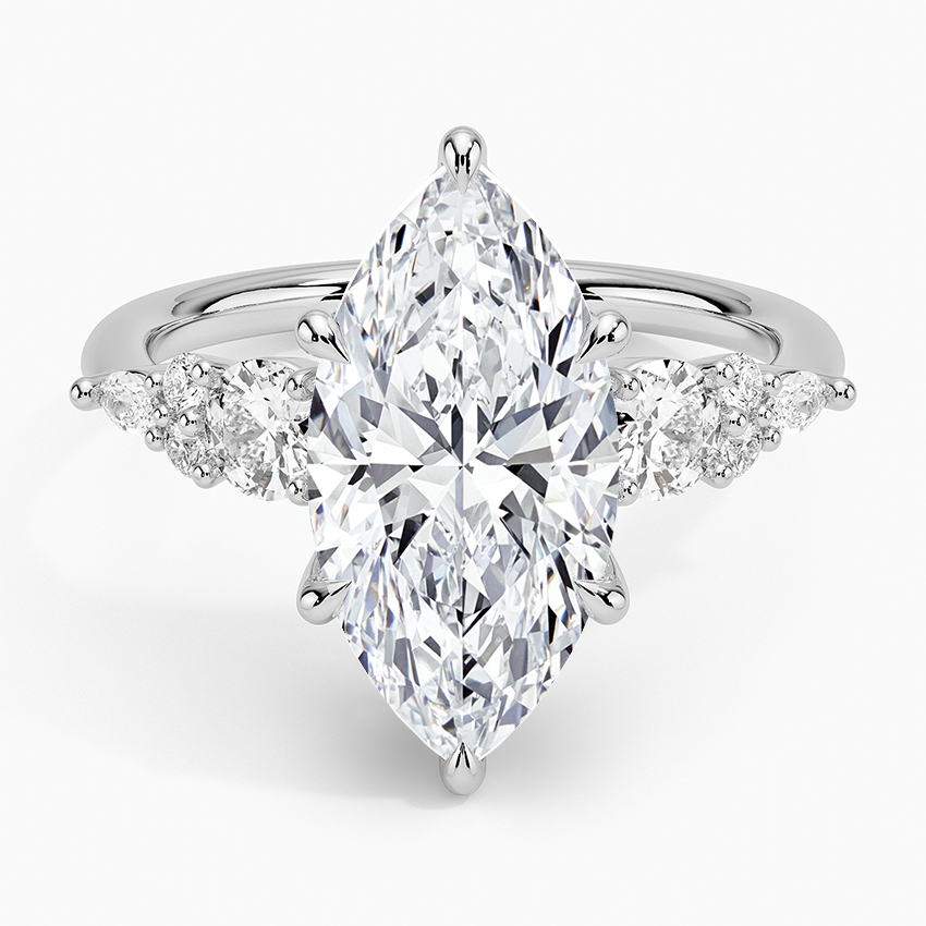 Nadia Three Stone Diamond Ring Platinum Marquise Engagement Ring