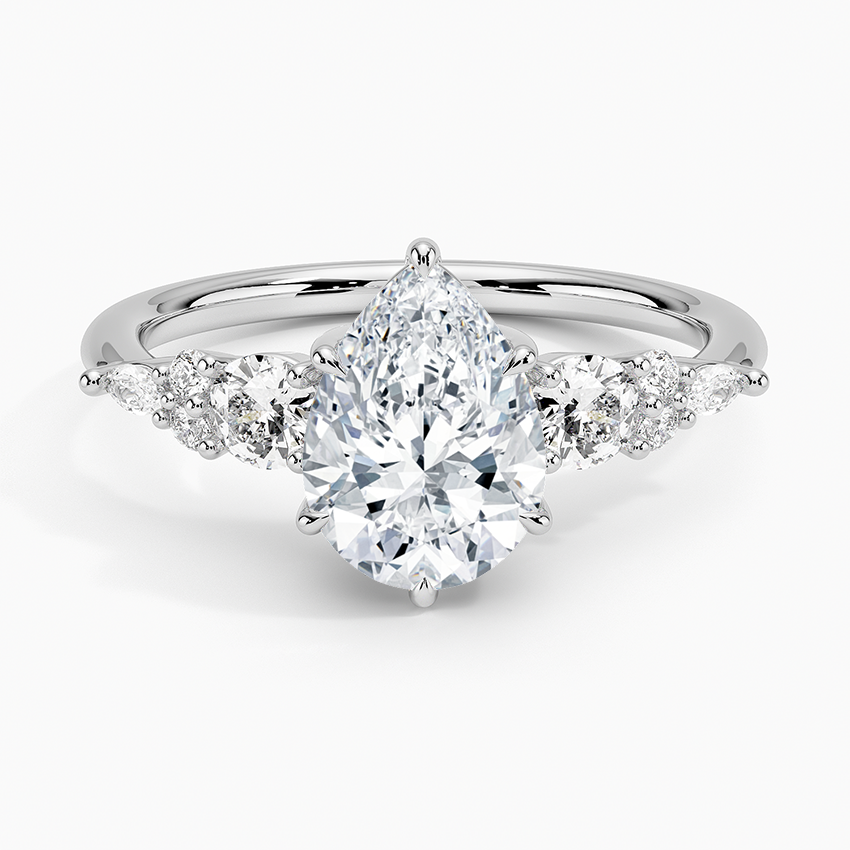 Nadia Three Stone Diamond Ring Platinum Pear Engagement Ring