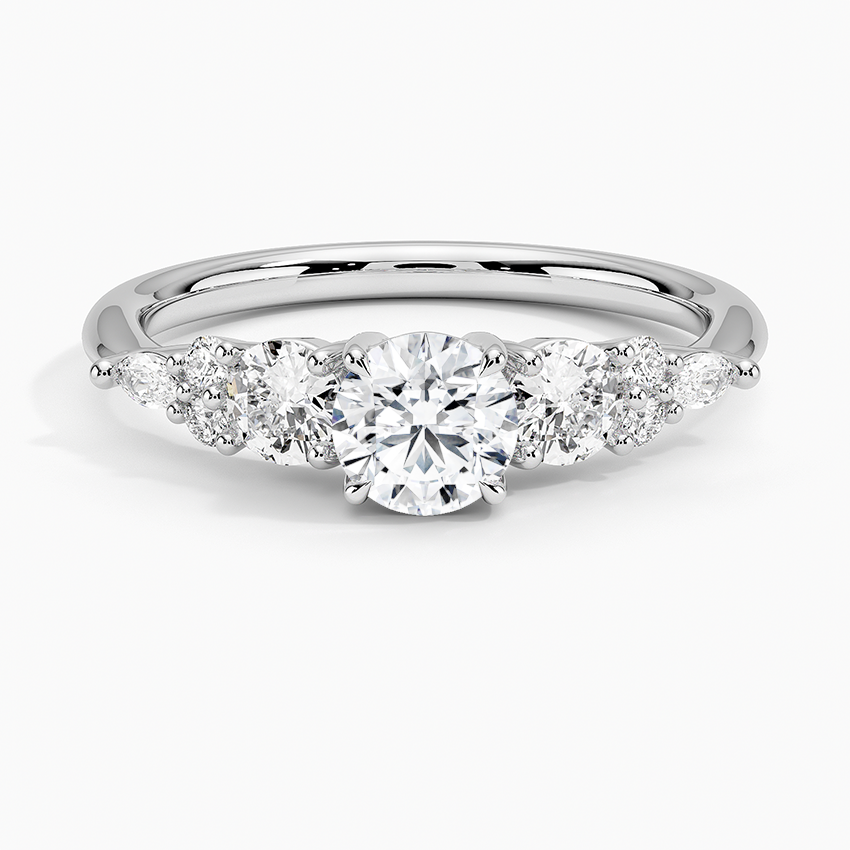 Nadia Three Stone Diamond Ring Platinum Round Engagement Ring