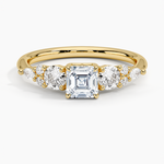Nadia Three Stone Diamond Ring Yellow Gold 18k Asscher Engagement Ring