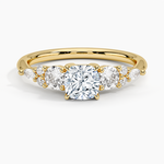 Nadia Three Stone Diamond Ring Yellow Gold 18k Cushion Engagement Ring