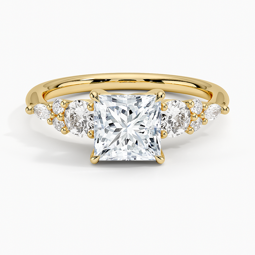 Nadia Three Stone Diamond Ring Yellow Gold 18k Princess Engagement Ring
