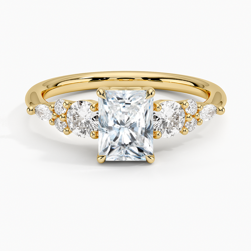 Nadia Three Stone Diamond Ring Yellow Gold 18k Radiant Engagement Ring