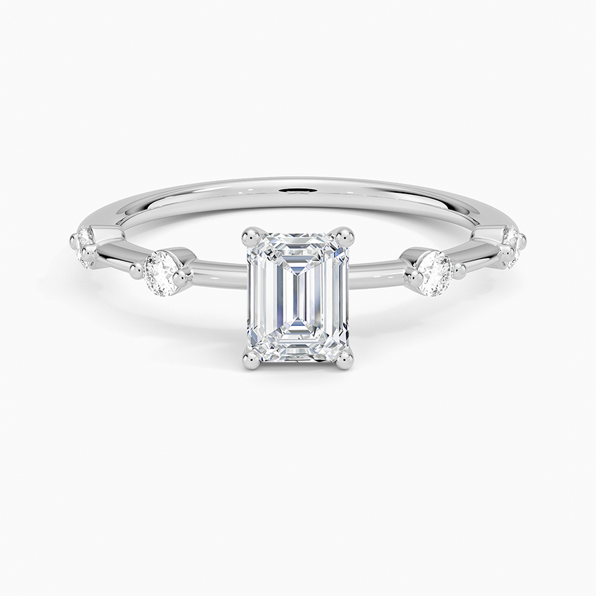 Aimee 1.4mm Diamond Ring Platinum Emerald Engagement Ring