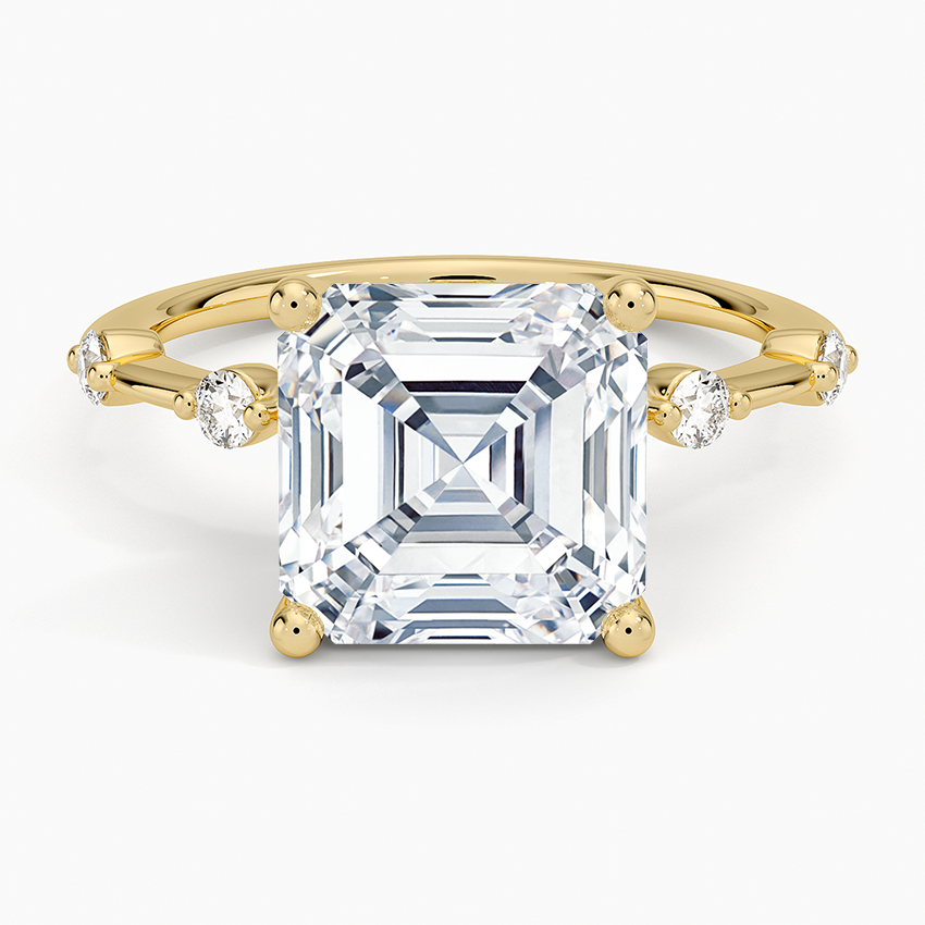 Aimee 1.4mm Diamond Ring Yellow Gold 18k Asscher Engagement Ring