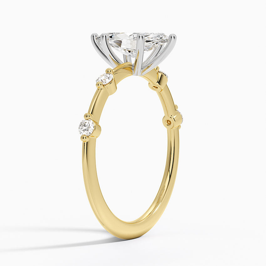 Mixed Metal Aimee Diamond Ring Yellow Gold 18k Marquise Engagement Ring