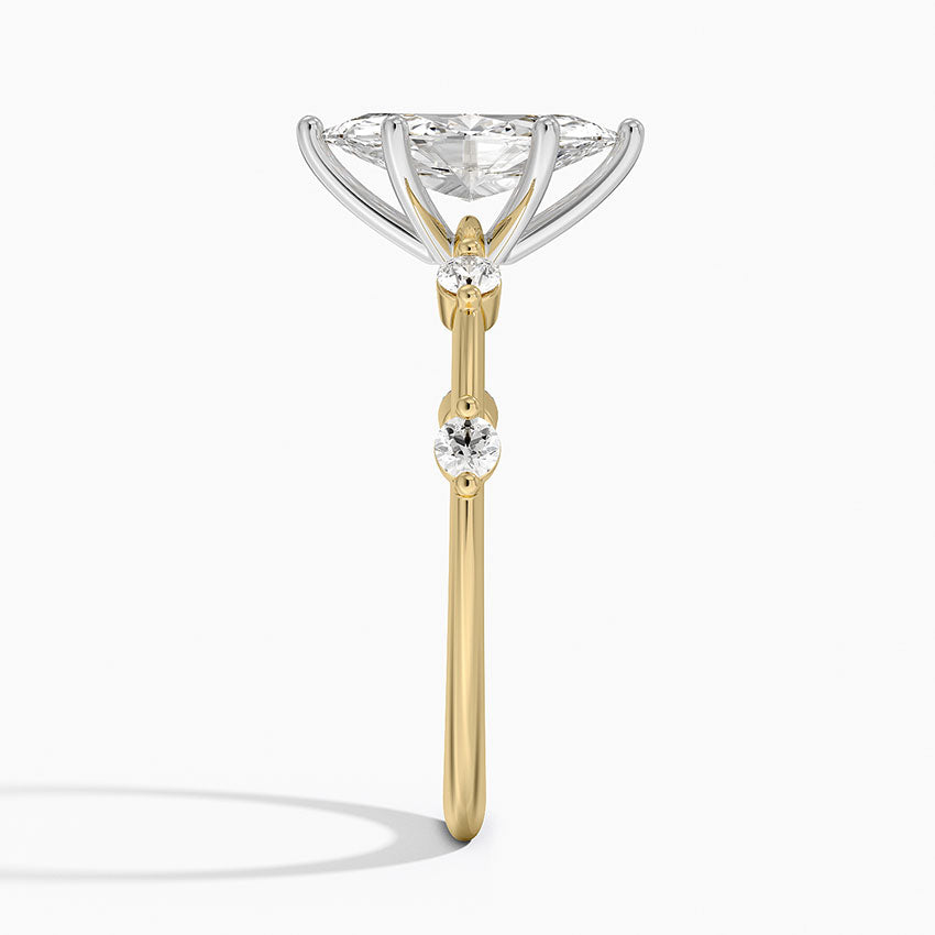 Mixed Metal Aimee Diamond Ring Yellow Gold 18k Marquise Engagement Ring