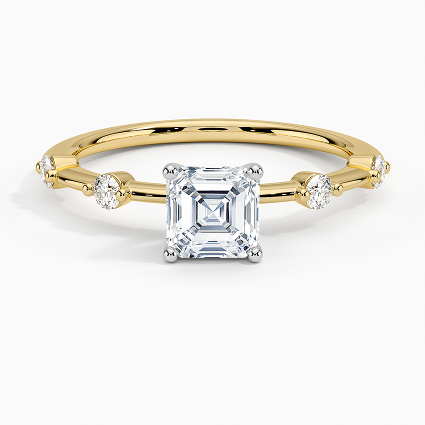 Mixed Metal Aimee Diamond Ring White Gold 18k Asscher Engagement Ring