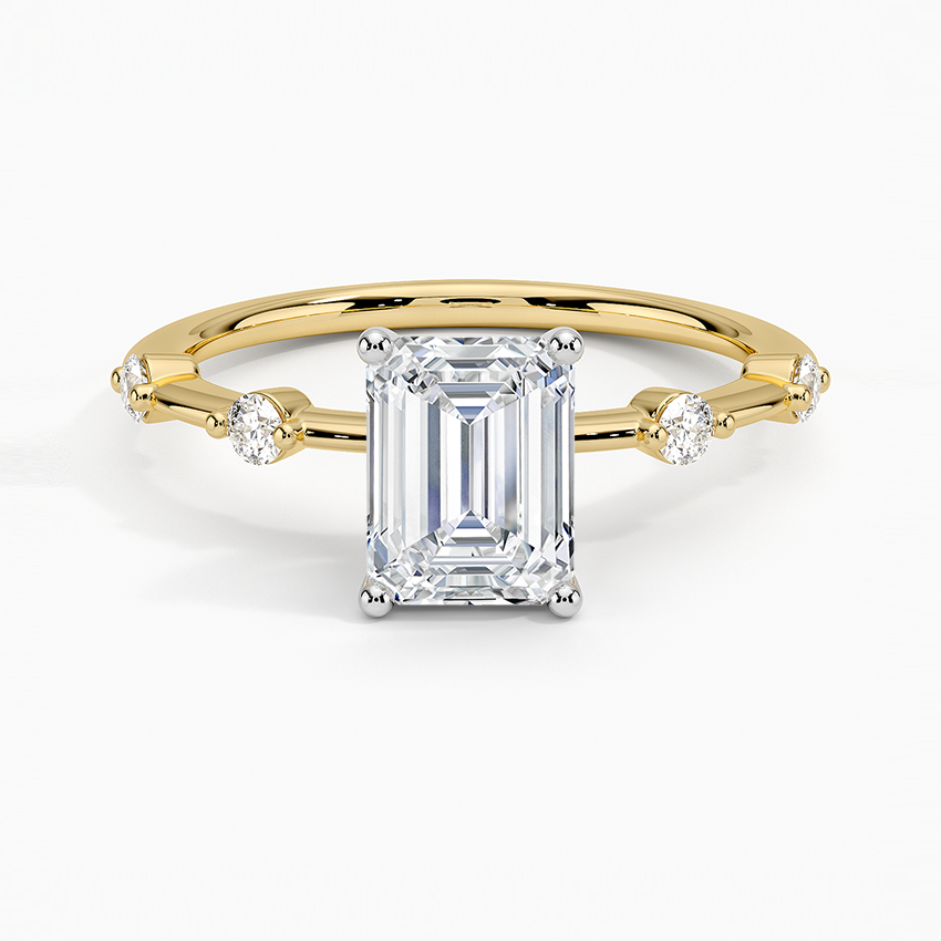 Mixed Metal Aimee Diamond Ring White Gold 18k Emerald Engagement Ring