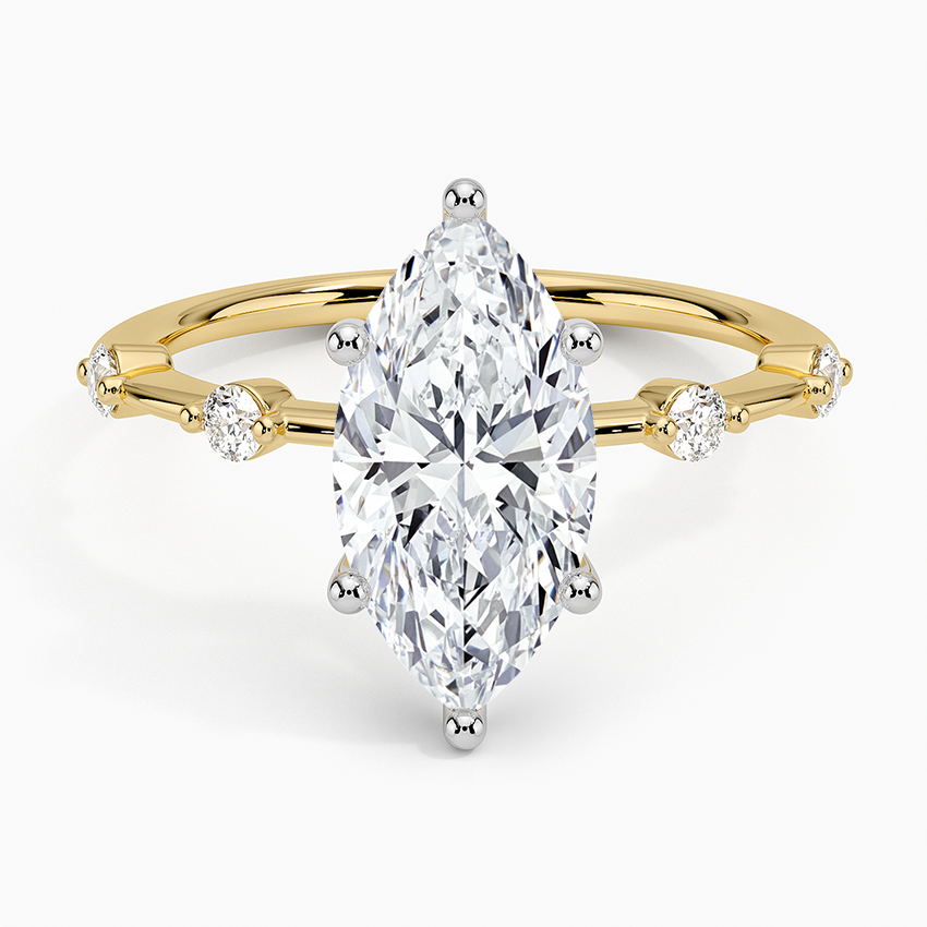 Mixed Metal Aimee Diamond Ring White Gold 18k Marquise Engagement Ring