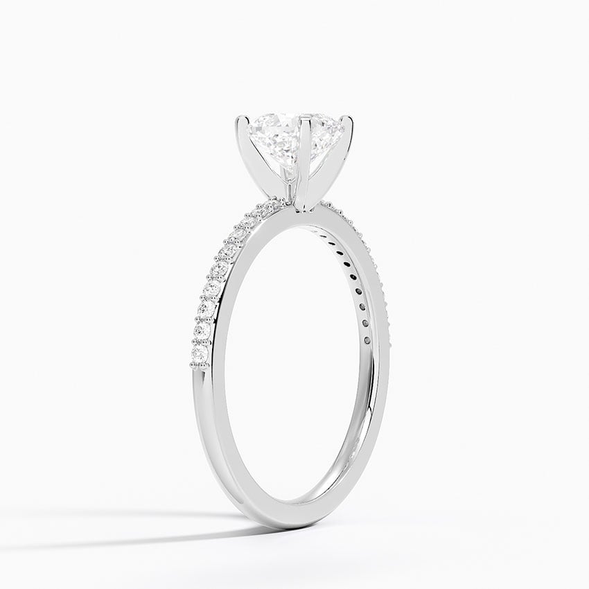 Delicate Shared Prong Diamond Ring Platinum Cushion Engagement Ring