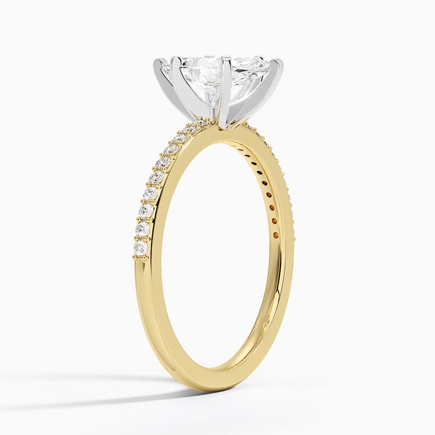 Delicate Shared Prong Diamond Ring Yellow Gold 18k Marquise Engagement Ring