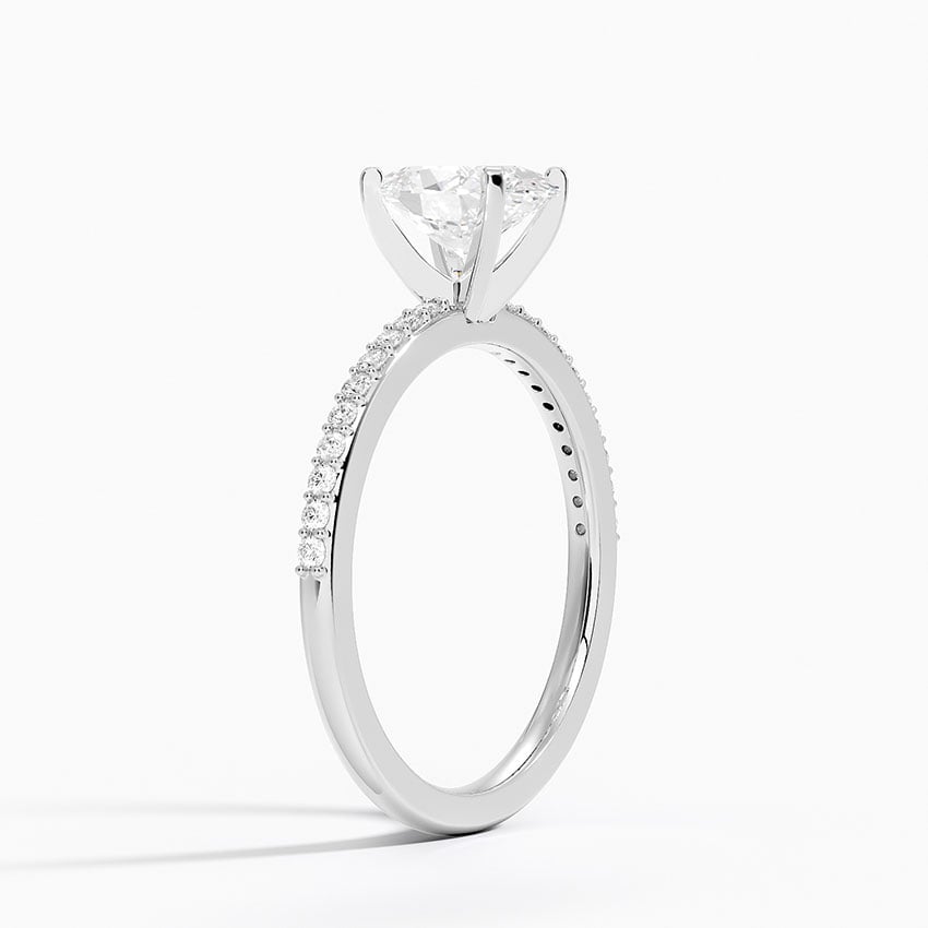 Delicate Shared Prong Diamond Ring Platinum Oval Engagement Ring