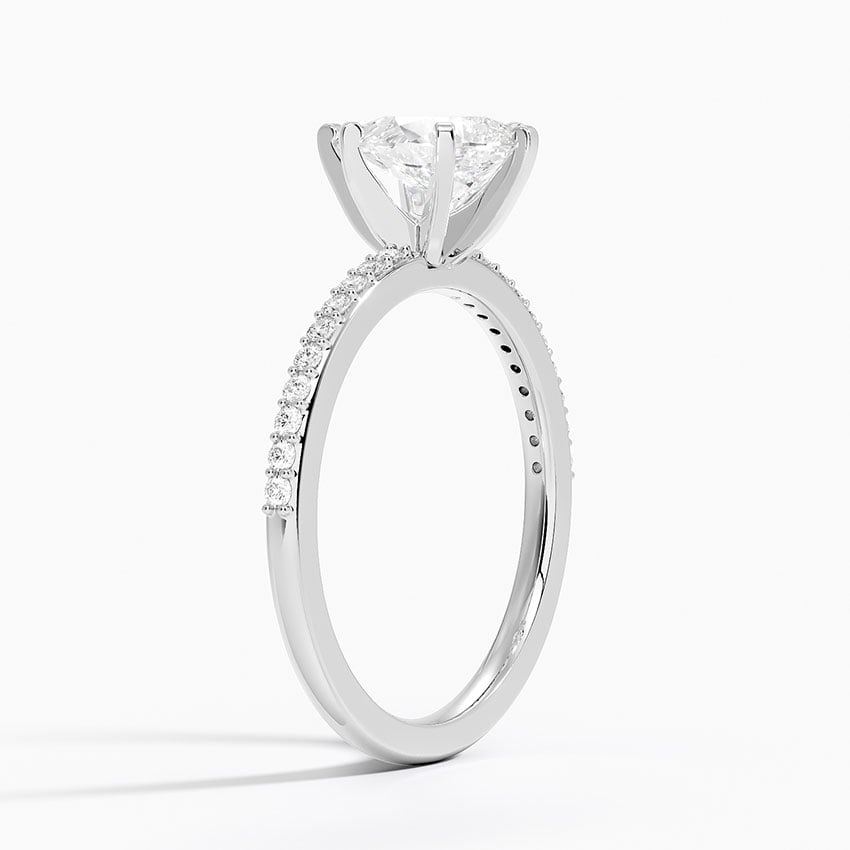 Delicate Shared Prong Diamond Ring Platinum Pear Engagement Ring