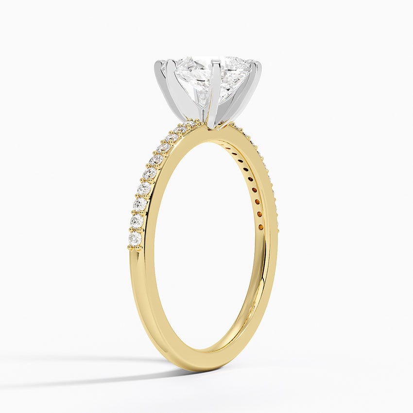 Delicate Shared Prong Diamond Ring Yellow Gold 18k Pear Engagement Ring