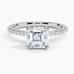 Delicate Shared Prong Diamond Ring Platinum Asscher Engagement Ring