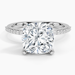 Delicate Shared Prong Diamond Ring Platinum Cushion Engagement Ring