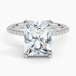 Delicate Shared Prong Diamond Ring Platinum Radiant Engagement Ring