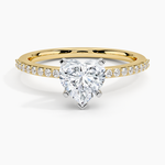 Delicate Shared Prong Diamond Ring Yellow Gold 18k Heart Engagement Ring