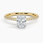 Delicate Shared Prong Diamond Ring Yellow Gold 18k Oval Engagement Ring