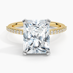 Delicate Shared Prong Diamond Ring Yellow Gold 18k Radiant Engagement Ring