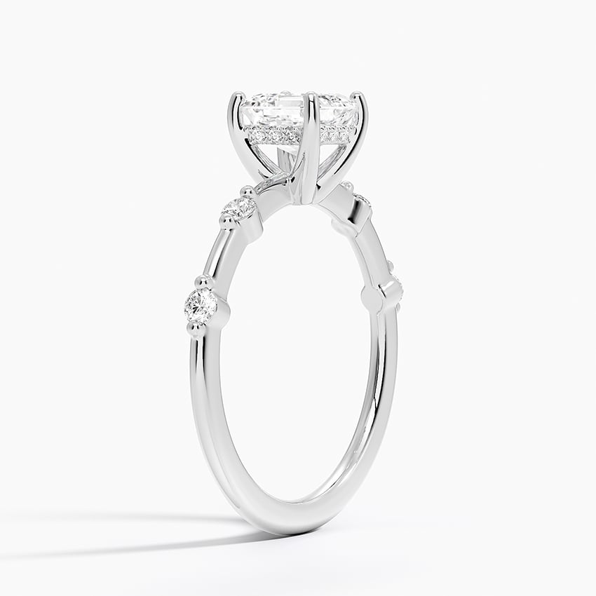 Aimee Hidden Halo Diamond Ring Platinum Asscher Engagement Ring
