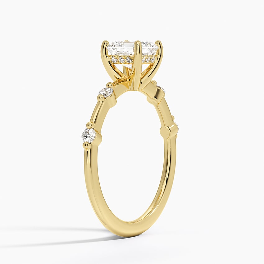 Aimee Hidden Halo Diamond Ring Yellow Gold 18k Asscher Engagement Ring