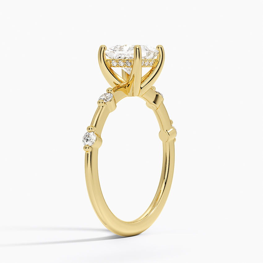 Aimee Hidden Halo Diamond Ring Yellow Gold 18k Princess Engagement Ring